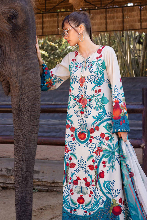 Maria b - 3 Piece Unstitched Embroidered Lawn Suit :MPT-MPT-2912-A
