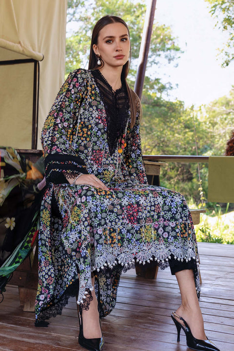 Maria b - 3 Piece Unstitched Embroidered Lawn Suit - MPT-2914-B