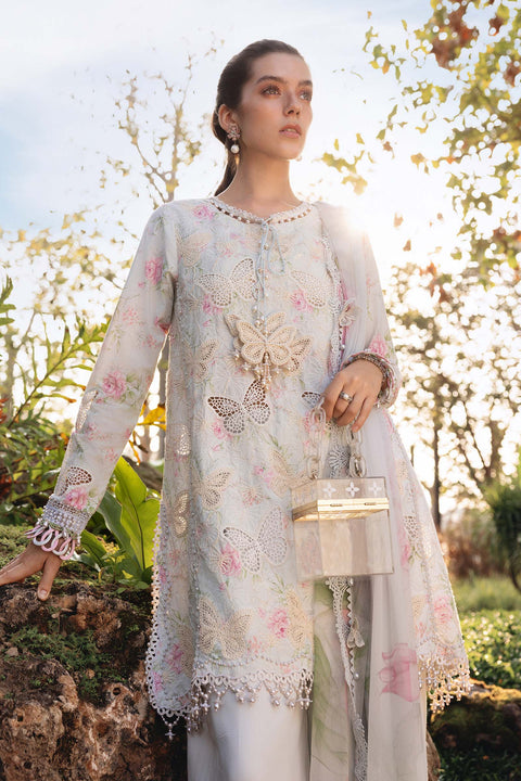 Maria b - 3 Piece Unstitched Embroidered Lawn Suit :MPT-2901-A