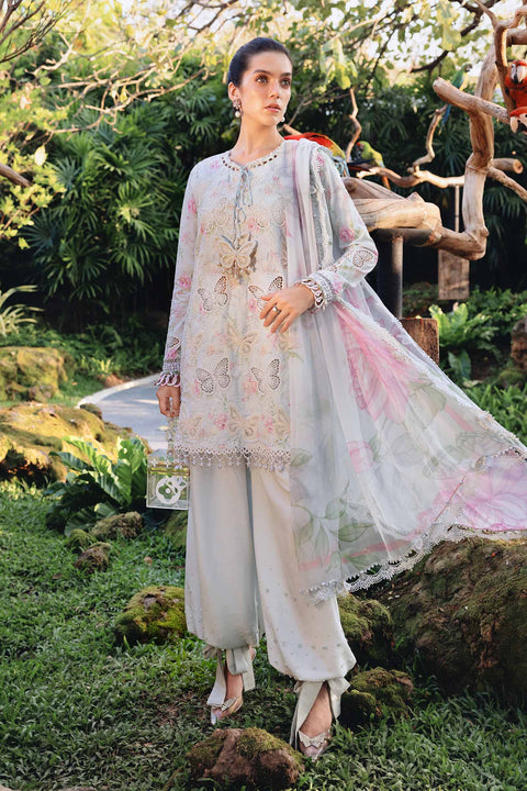 Maria b - 3 Piece Unstitched Embroidered Lawn Suit :MPT-2901-A