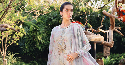 Maria b - 3 Piece Unstitched Embroidered Lawn Suit :MPT-2901-A