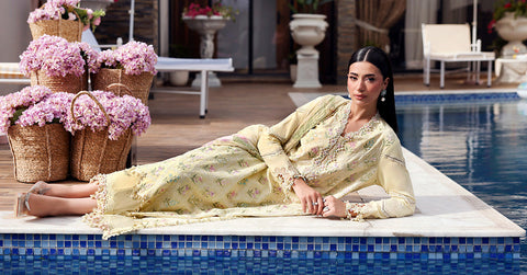 MARIA B - 3 Piece Unstitched Embroidered Lawn Suit - MPT-3001-A