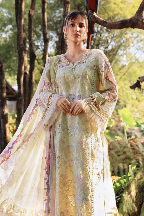 Maria b - 3 Piece Unstitched Embroidered Lawn Suit :MPT-2901-B
