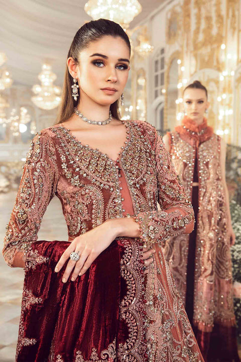 Maria B - Unstitched MBROIDERED| Salmon Pink BD-2701