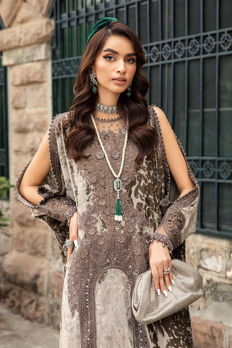 Maria.B Luxury Velvet 3 Piece Unstitched Embroidered Palachi Suit DL-1201