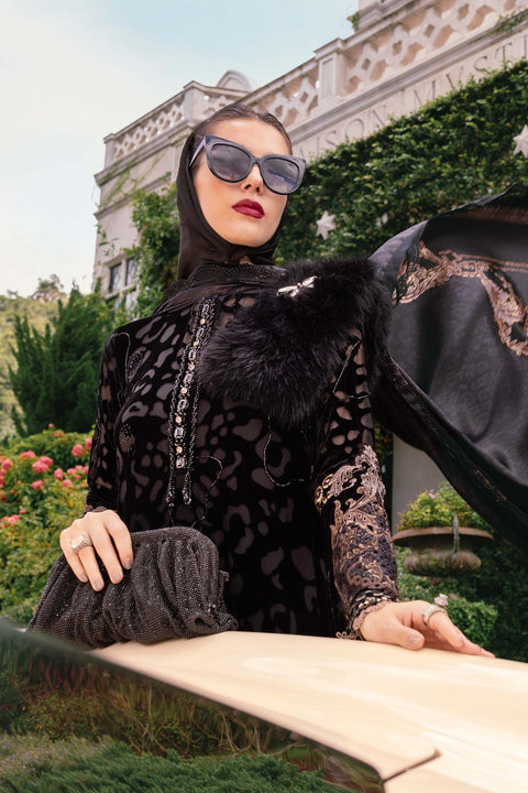 Maria b - 3 Piece Unstitched Embroidered Lawn Suit WL-1301-Black and Gold