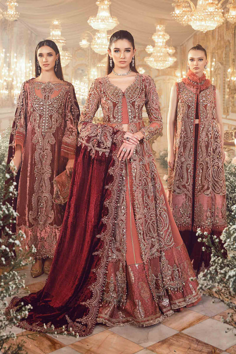 Maria B - Unstitched MBROIDERED| Salmon Pink BD-2701