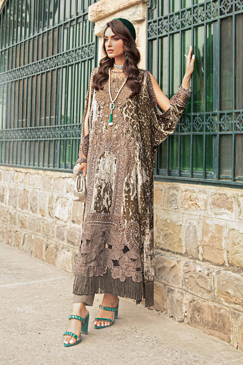 Maria.B Luxury Velvet 3 Piece Unstitched Embroidered Palachi Suit DL-1201