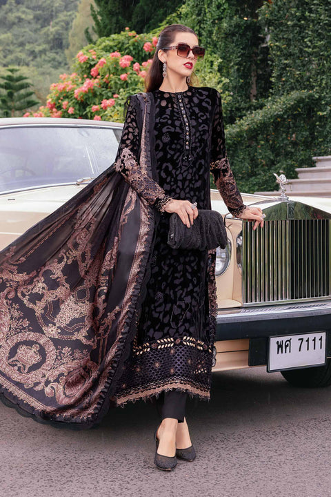 Maria b - 3 Piece Unstitched Embroidered Lawn Suit WL-1301-Black and Gold