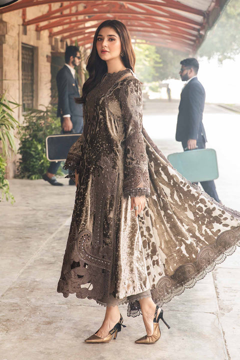 Maria.B Luxury Velvet 3 Piece Unstitched Embroidered Palachi Suit DL-1201