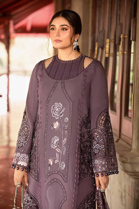 MARIA B - 3 Piece Unstitched Embroidered Linen Suit | DL-1202