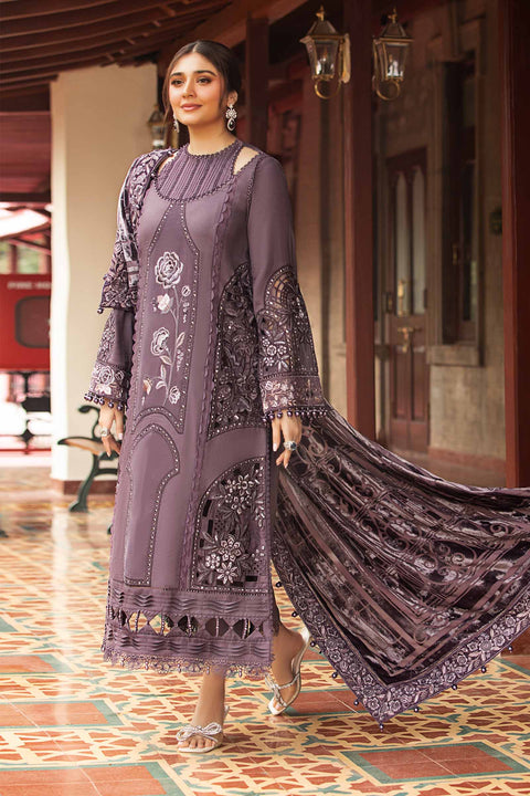 MARIA B - 3 Piece Unstitched Embroidered Linen Suit | DL-1202