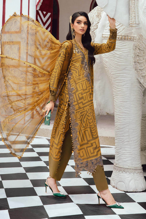 MARIA B - 3 Piece Unstitched Embroidered Lawn Suit | MPT-2703-A