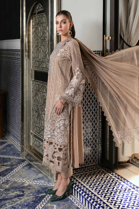 Maria B - 3PC CHIKANKARI LAWN EMBROIDERED SHIRT WITH PRINTED DUPATTA AND TROUSER - KPR 1422
