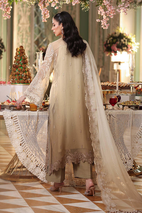 MARIA B - 3 Piece Unstitched Embroidered Chiffon Suit MPC-26-103-Olive Gold