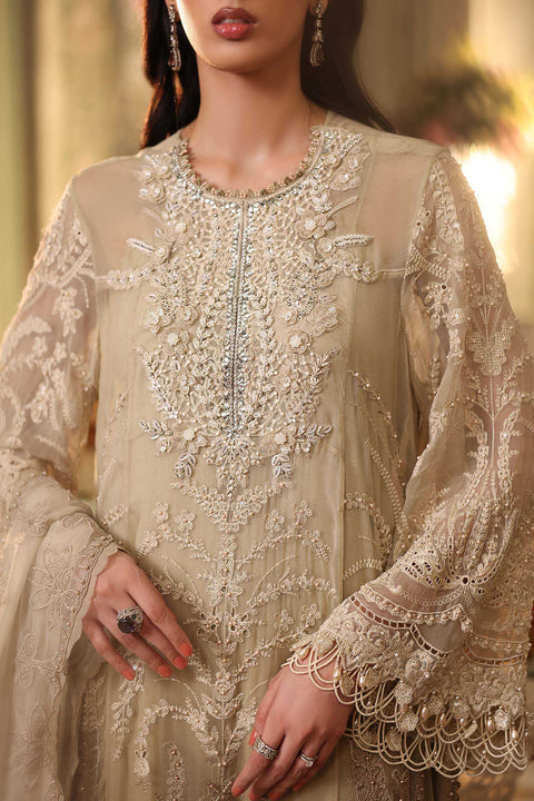 MARIA B - 3 Piece Unstitched Embroidered Chiffon Suit MPC-26-103-Olive Gold