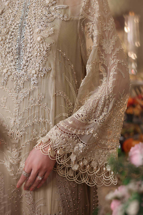 MARIA B - 3 Piece Unstitched Embroidered Chiffon Suit MPC-26-103-Olive Gold
