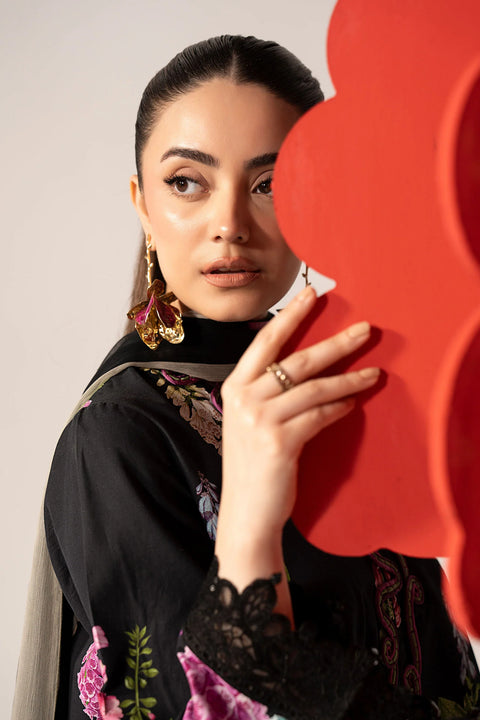MARIA B - 3 Piece Unstitched Embroidered Lawn Suit - MPT-3005-B