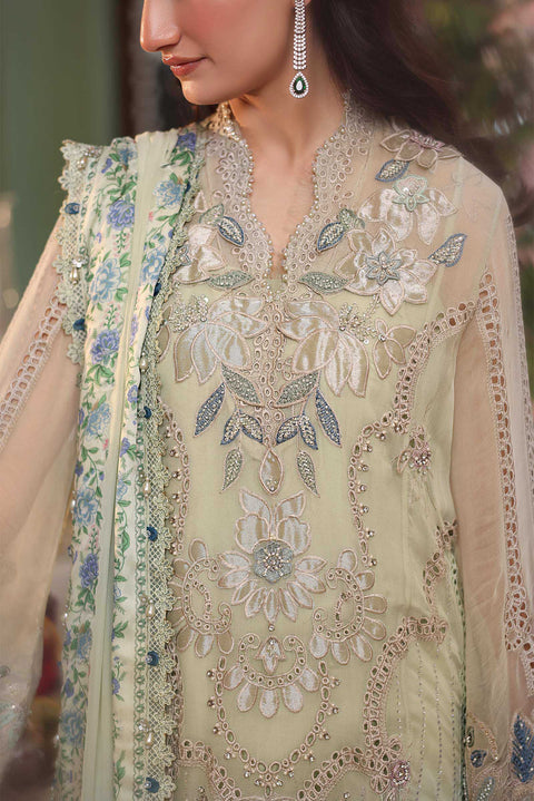 MARIA B - 3 Piece Unstitched Embroidered Chiffon Suit MPC-26-105-Pistachio Green