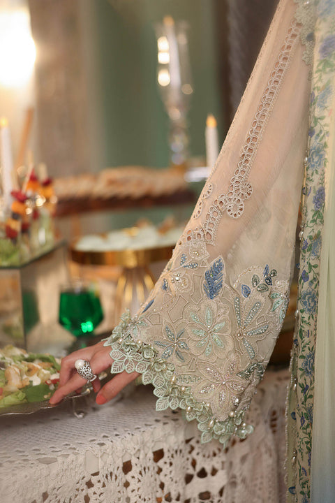 MARIA B - 3 Piece Unstitched Embroidered Chiffon Suit MPC-26-105-Pistachio Green