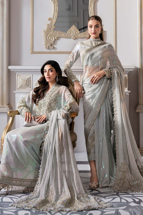 MARIA B- 3 Piece Unstitched Embroidered Chiffon Suit | BD-3005