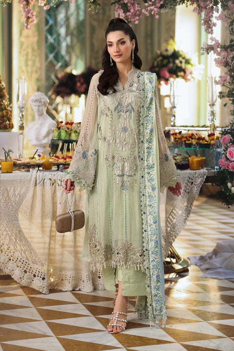 MARIA B - 3 Piece Unstitched Embroidered Chiffon Suit MPC-26-105-Pistachio Green