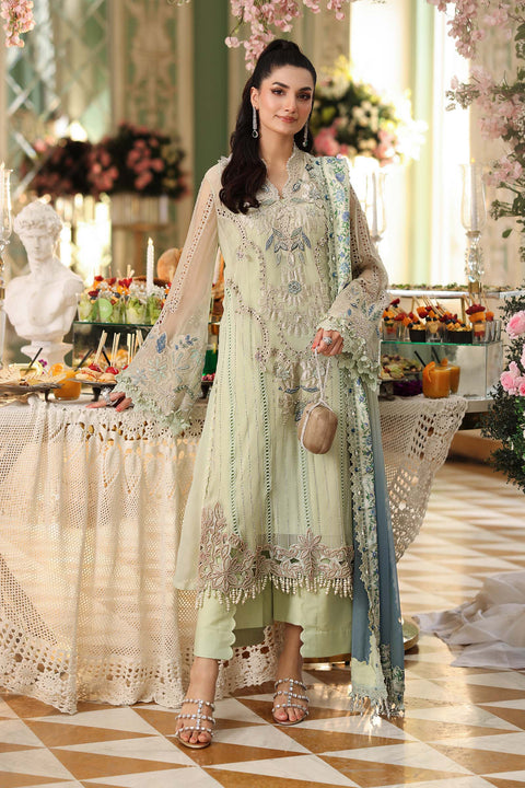 MARIA B - 3 Piece Unstitched Embroidered Chiffon Suit MPC-26-105-Pistachio Green