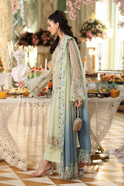 MARIA B - 3 Piece Unstitched Embroidered Chiffon Suit MPC-26-105-Pistachio Green