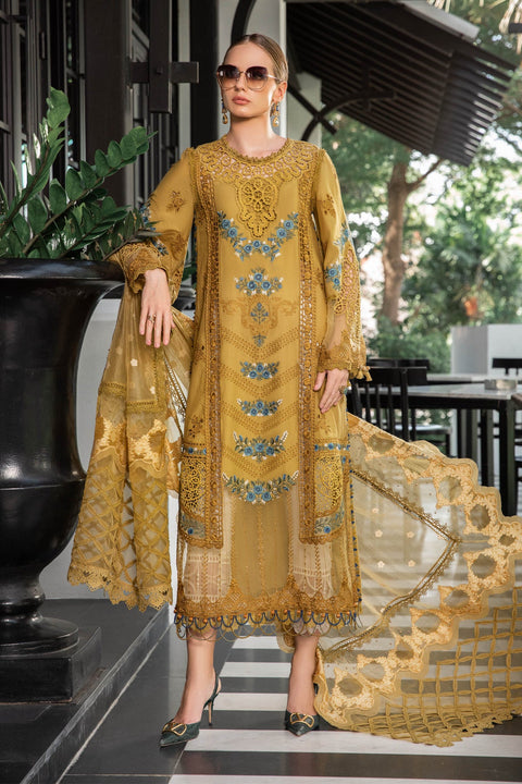 MARIA B - 3PC LAWN EMBROIDERED SHIRT WITH EMBROIDERED DUPATTA AND TROUSER -EF27