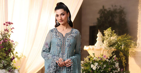 Maria b - 3 Piece Unstitched Embroidered Chiffon Suit - MPC-26-106