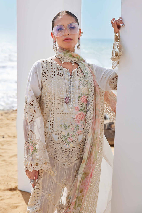 MARIA B . 3 Piece Unstitched Embroidered Lawn Suit | EID LAWN-25-07