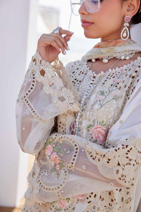 MARIA B . 3 Piece Unstitched Embroidered Lawn Suit | EID LAWN-25-07