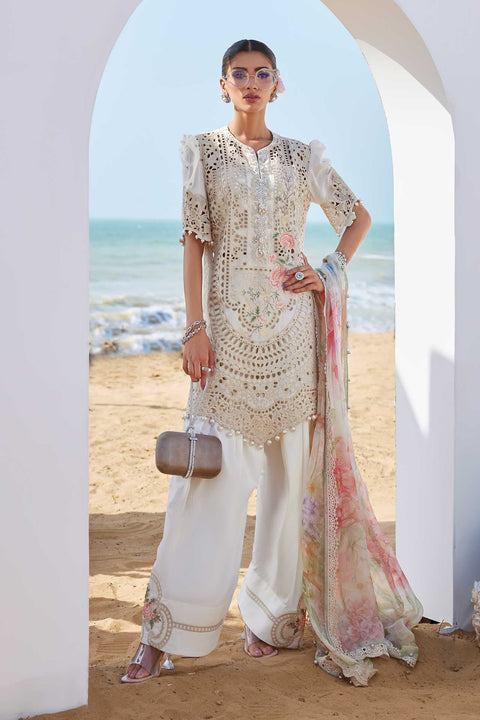 MARIA B . 3 Piece Unstitched Embroidered Lawn Suit | EID LAWN-25-07