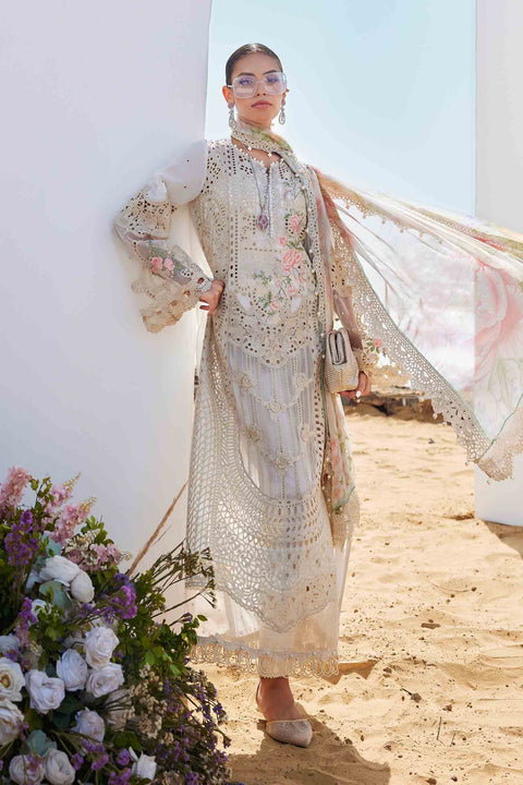 MARIA B . 3 Piece Unstitched Embroidered Lawn Suit | EID LAWN-25-07