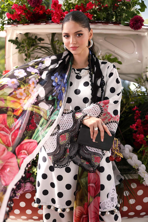 MARIA B - 3 Piece Unstitched Embroidered Lawn Suit - MPT-3008-A
