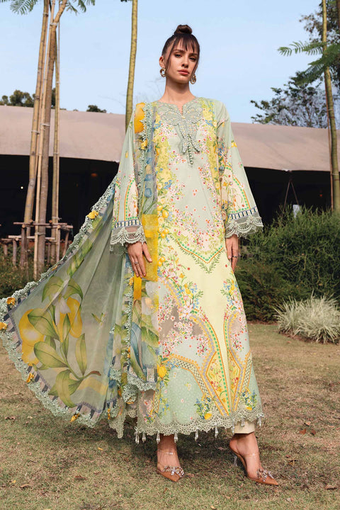 Maria b - 3 Piece Unstitched Embroidered Lawn Suit :MPT-2908-B