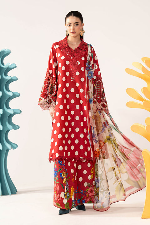 MARIA B - 3 Piece Unstitched Embroidered Lawn Suit - MPT-3008-B
