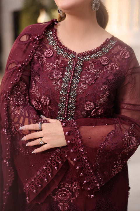 Maria b - 3 Piece Unstitched Embroidered Chiffon Suit - MPC-26-108