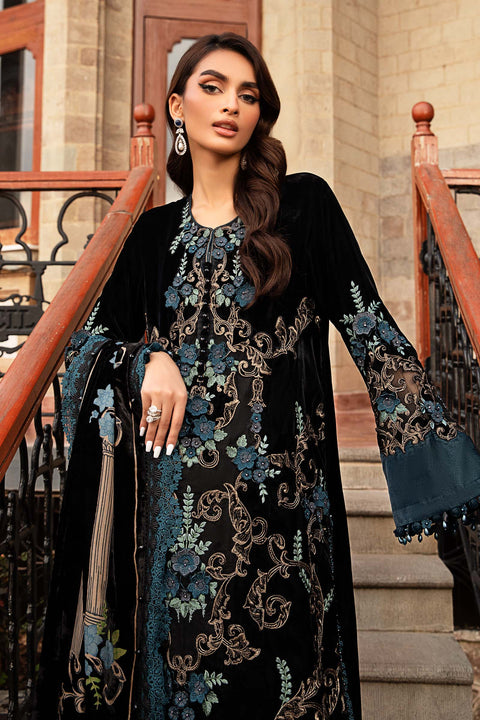 Maria B - 3 Piece Unstitched Embroidered Velvet Suit | DL-1208