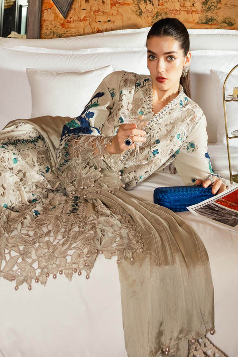 Maria b - 3 Piece Unstitched Embroidered Lawn Suit -EL-26-08