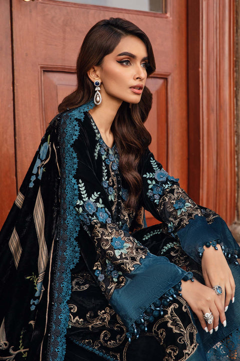 Maria B - 3 Piece Unstitched Embroidered Velvet Suit | DL-1208