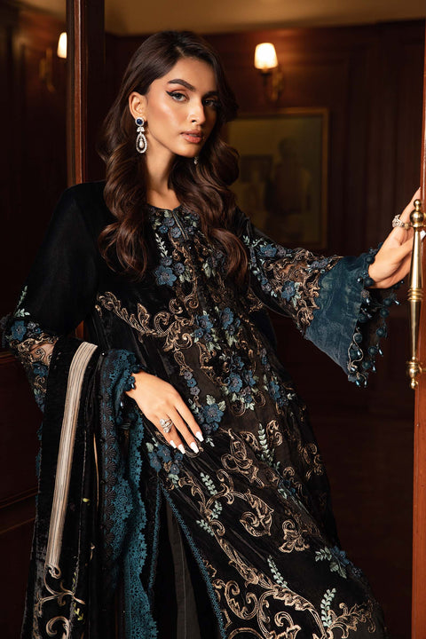 Maria B - 3 Piece Unstitched Embroidered Velvet Suit | DL-1208