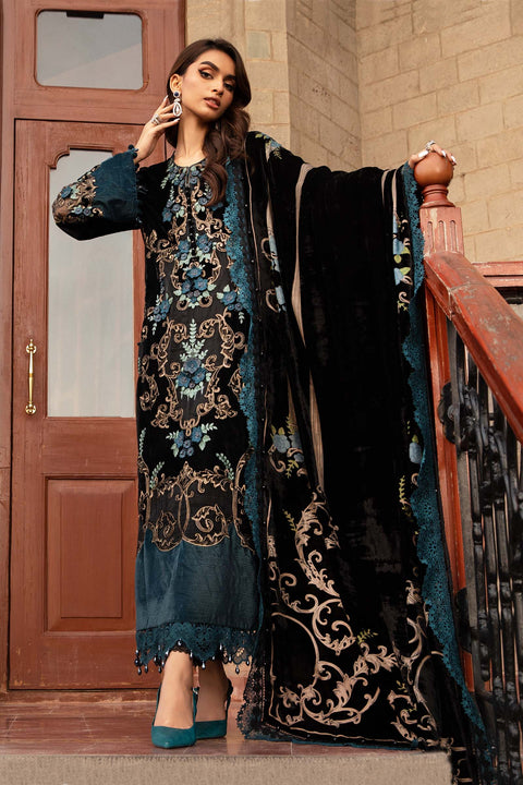 Maria B - 3 Piece Unstitched Embroidered Velvet Suit | DL-1208