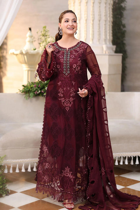 Maria b - 3 Piece Unstitched Embroidered Chiffon Suit - MPC-26-108