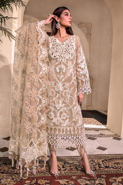 MARIA B - 3PC Unstitched MBROIDERED - Pink BD-2608