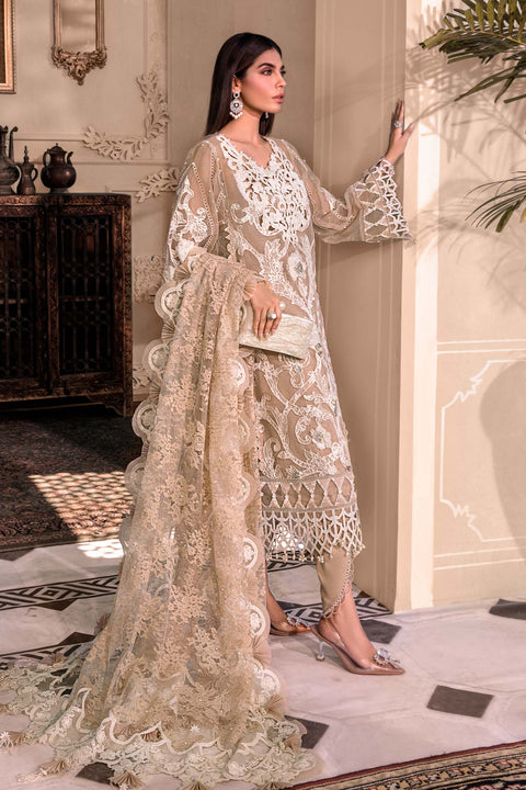 MARIA B - 3PC Unstitched MBROIDERED - Pink BD-2608