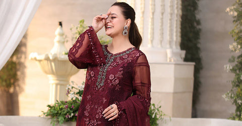 Maria b - 3 Piece Unstitched Embroidered Chiffon Suit - MPC-26-108