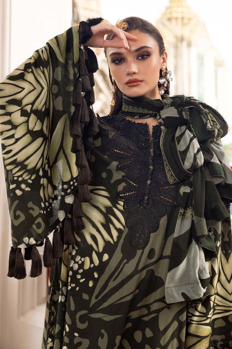Maria b - 3 Piece Unstitched Embroidered Lawn Suit :MPT-2809-A