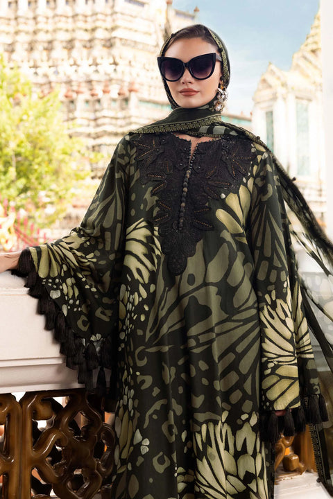 Maria b - 3 Piece Unstitched Embroidered Lawn Suit :MPT-2809-A