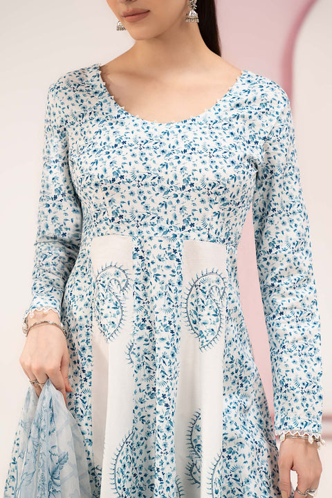 MARIA B - 3 Piece Unstitched Embroidered Lawn Suit :MPT-3009-A